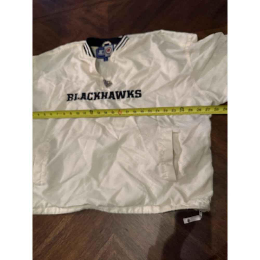 Vintage Starter Chicago Blackhawks NHL Quarter Zip Windbreaker Jacket White XL | - Picture 8 of 8